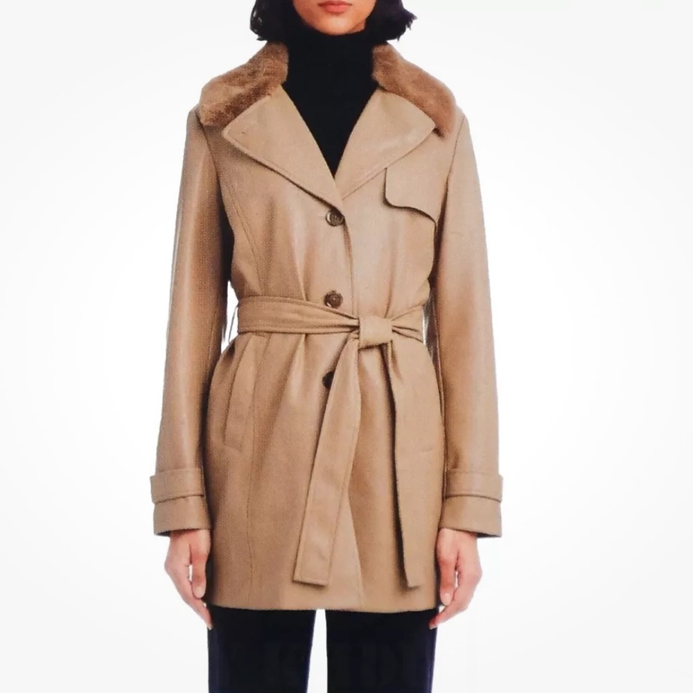 Vince Camuto Cream faux Leather Jacket